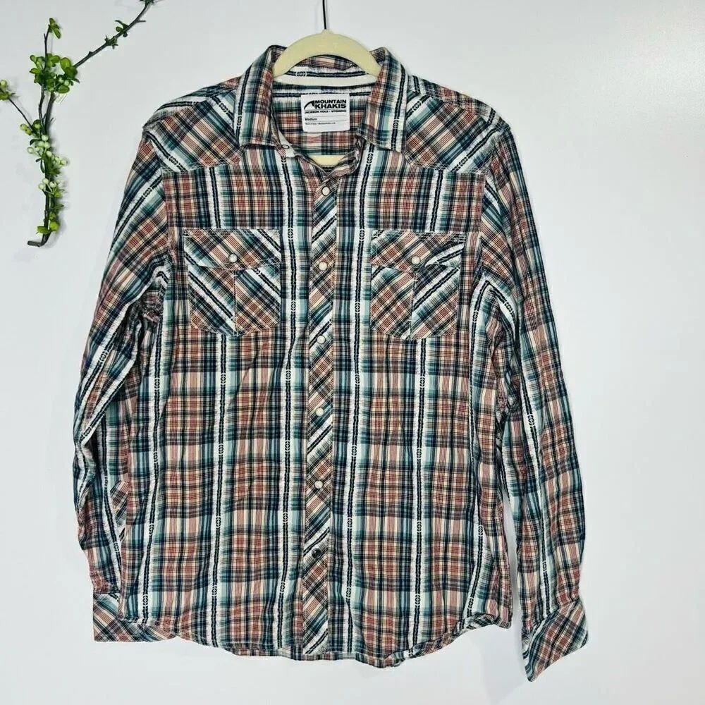 Mountain Khakis Men’s Long-sleeve Rodeo Shirt Pearl Snaps Button Down Plaid